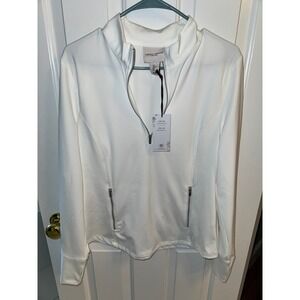 Laura Ashley UPF 50 Pullover Thumb Hole Zip Pockets White Large